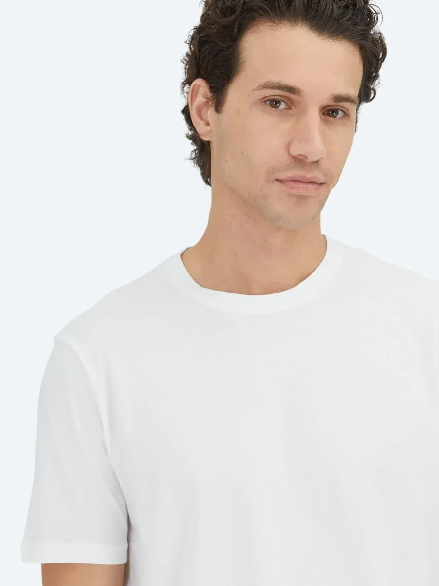 White Plain Crew Neck 100% Cotton T-Shirt - 3