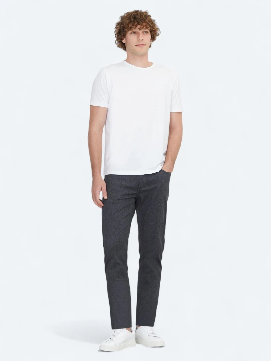 White Plain Crew Neck Cotton Blended T-Shirt - 2
