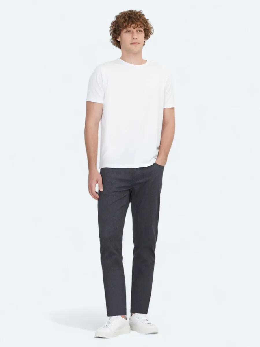 White Plain Crew Neck Cotton Blended T-Shirt - 2