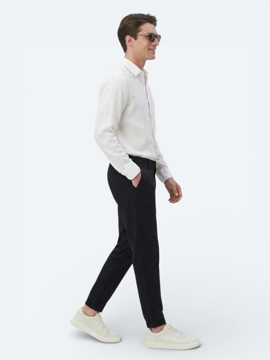 White Plain Oversize Fit Long Weaving Casual Shirt - 4