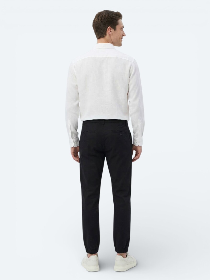 White Plain Oversize Fit Long Weaving Casual Shirt - 5