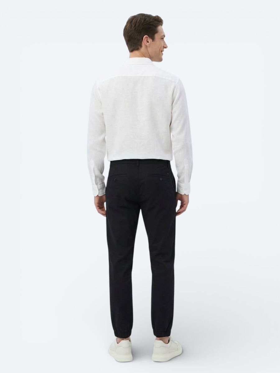 White Plain Oversize Fit Long Weaving Casual Shirt - 5