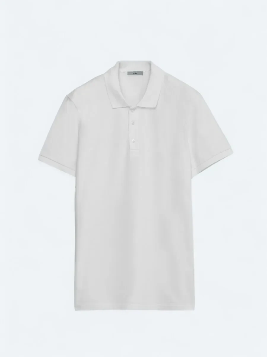 White Plain Polo Neck 100% Cotton T-Shirt - 6