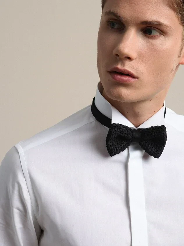 White Plain Regular Fit Double Cuff Wing Collar Tuxedo Shirts - 1