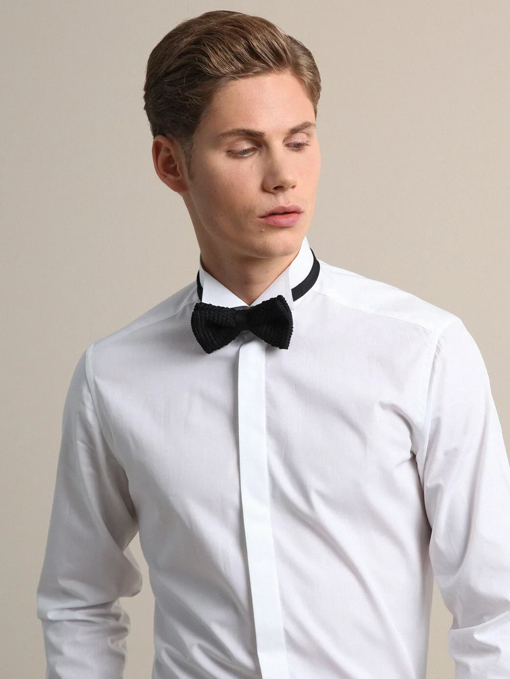 White Plain Regular Fit Double Cuff Wing Collar Tuxedo Shirts - 4