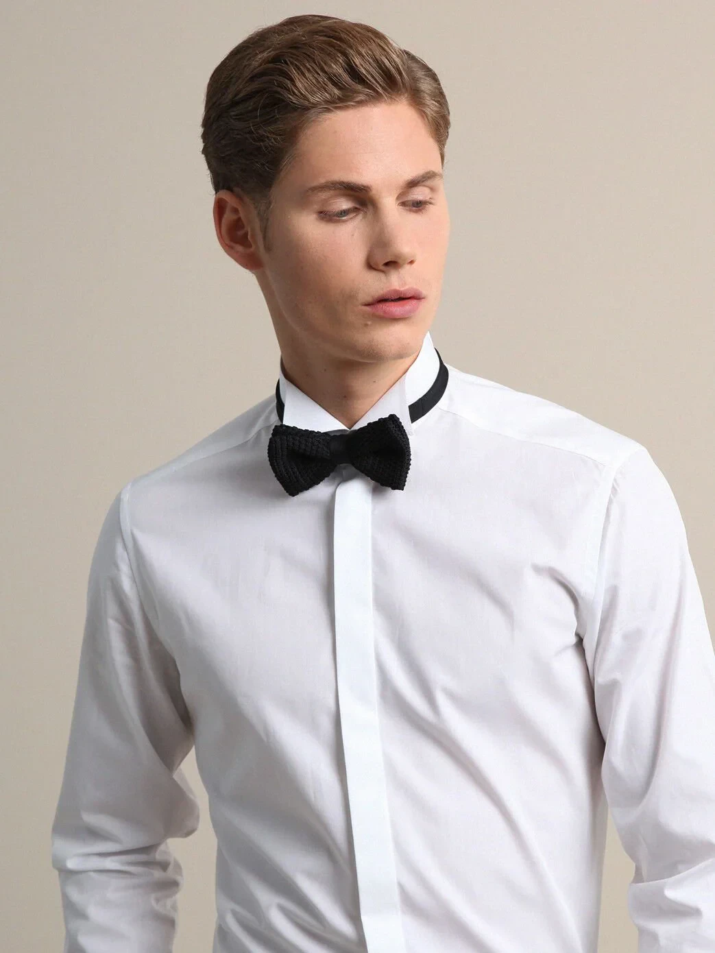 White Plain Regular Fit Double Cuff Wing Collar Tuxedo Shirts - 4