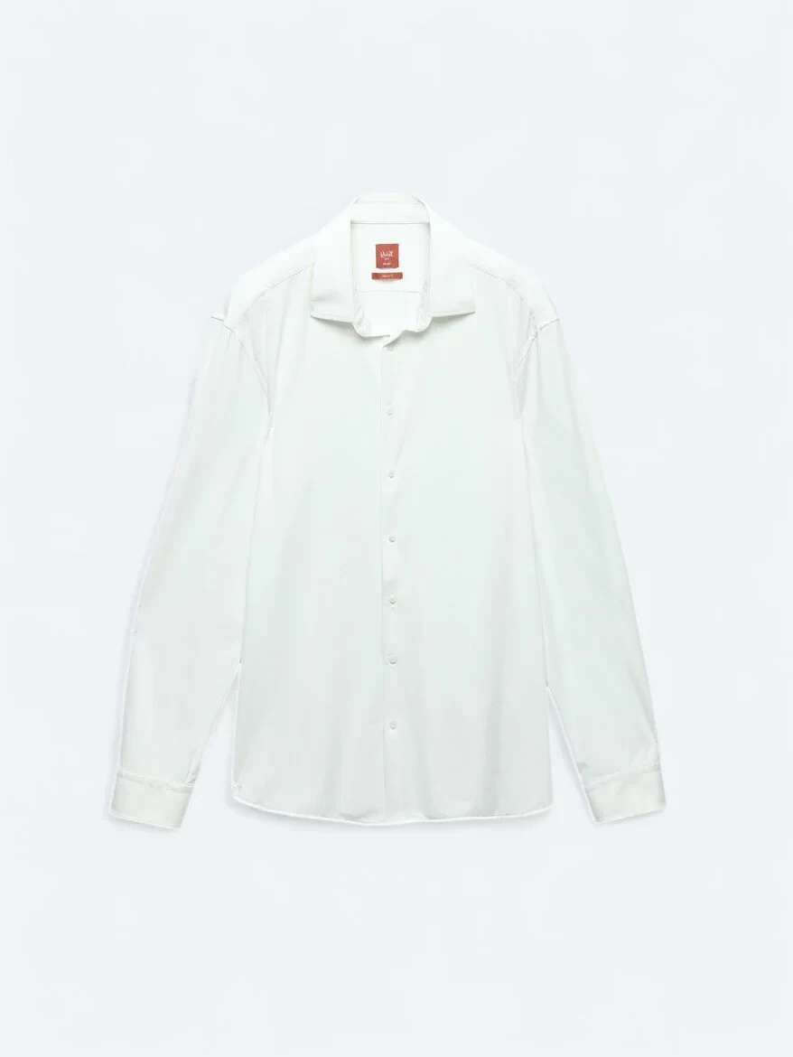 White Plain Regular Fit Knitting Casual Shirt - 7