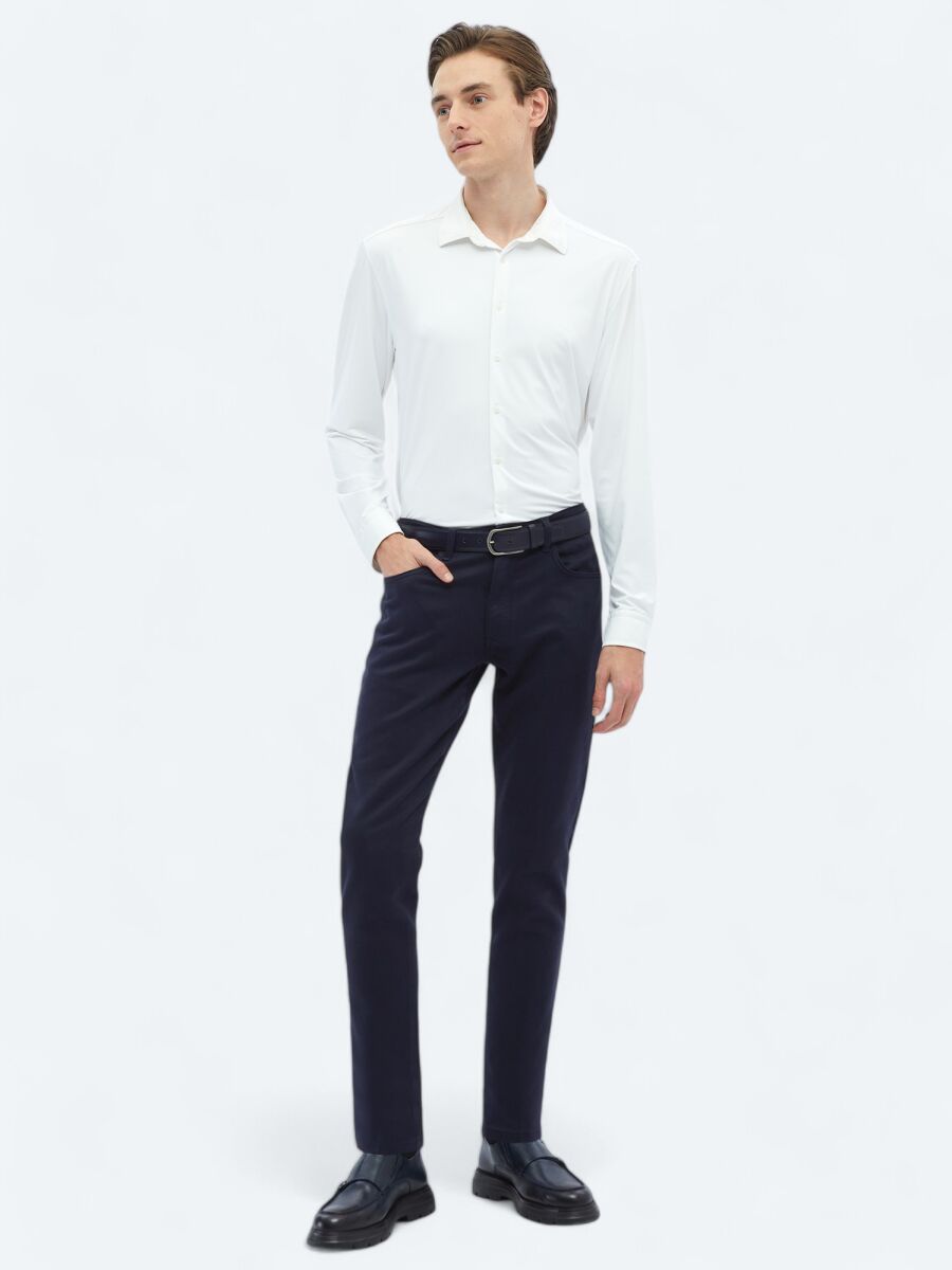 White Plain Regular Fit Long Knitting Casual Shirt - 3