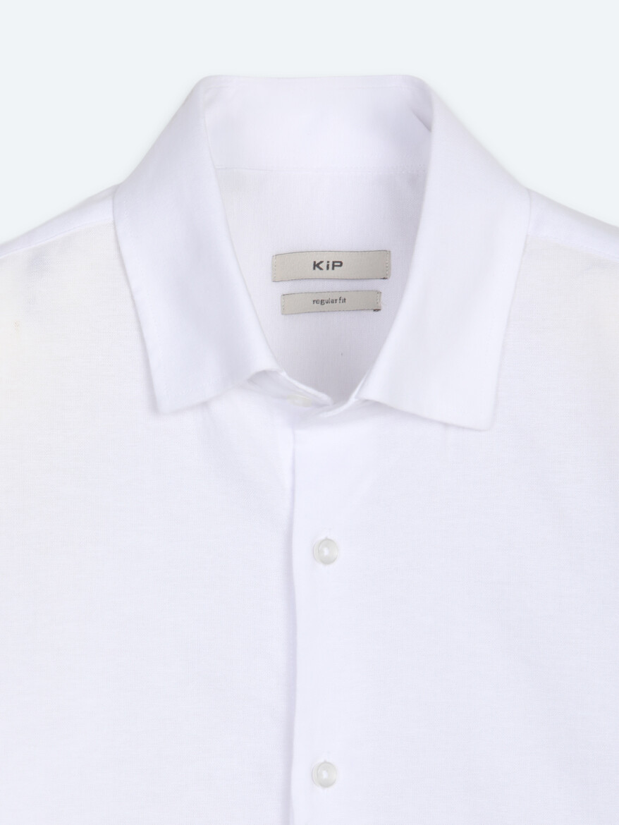 White Plain Regular Fit Long Weaving Casual Cotton Blended Shirt - 8