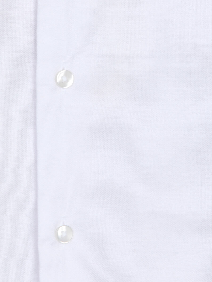 White Plain Regular Fit Long Weaving Casual Cotton Blended Shirt - 10