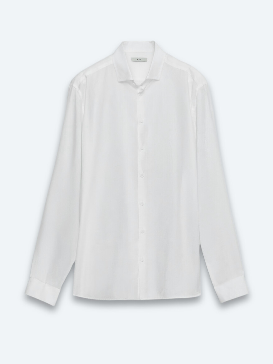 White Plain Regular Fit Long Weaving Casual Shirt - 6