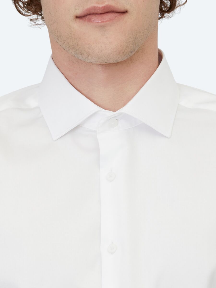 White Plain Regular Fit Long Weaving Classical 100% Cotton Shirt - 5