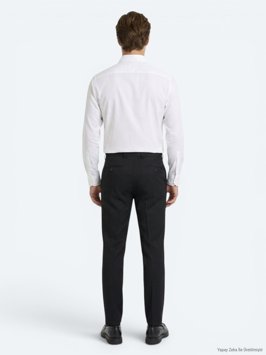 White Plain Regular Fit Long Weaving Classical 100% Cotton Shirt - 4