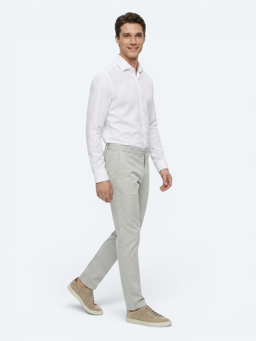 White Plain Regular Fit Long Weaving Classical 100% Cotton Shirt - 4