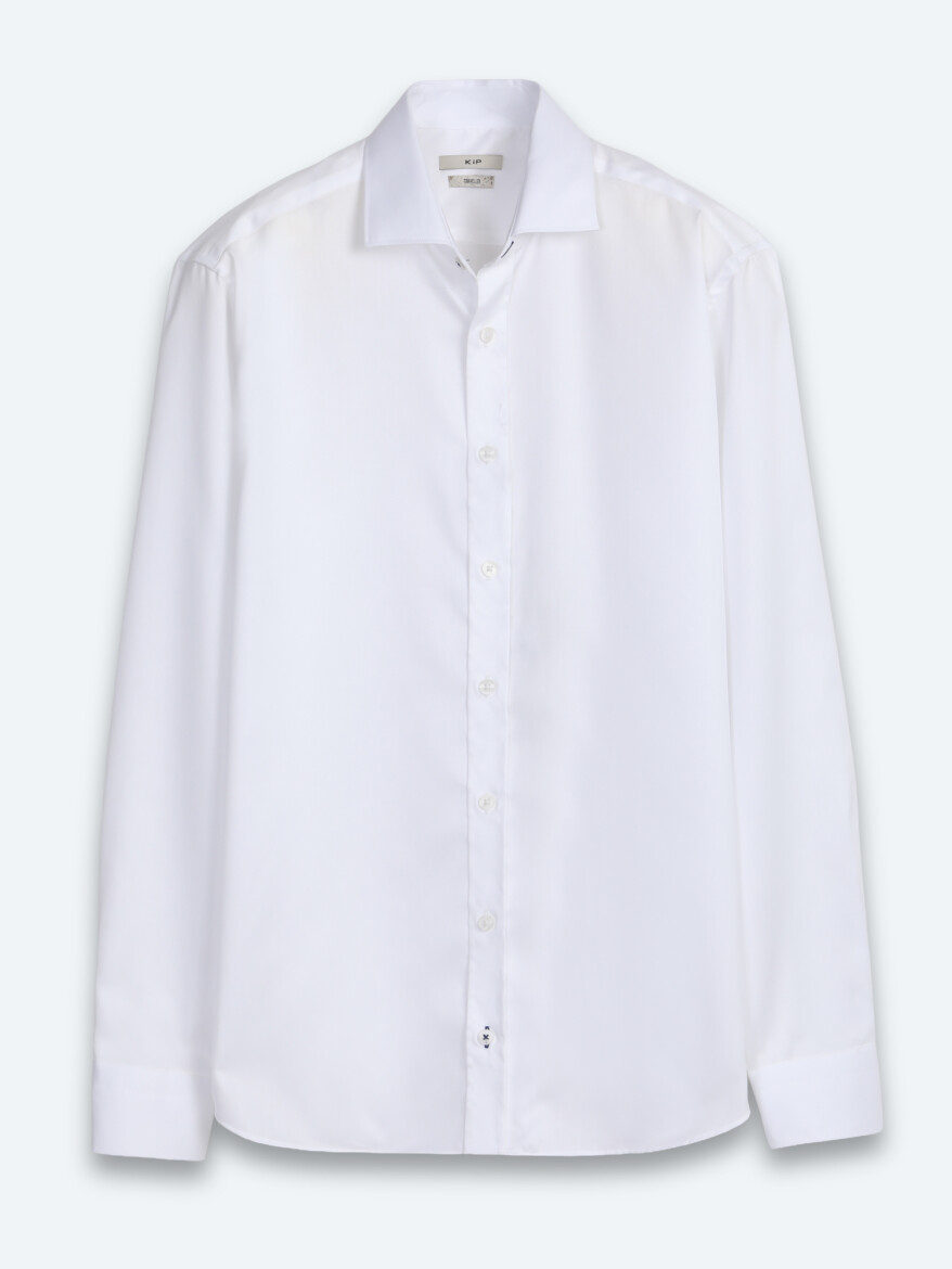 White Plain Regular Fit Long Weaving Classical 100% Cotton Shirt - 6