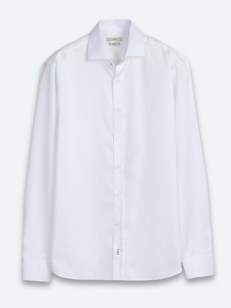 White Plain Regular Fit Long Weaving Classical 100% Cotton Shirt - 6