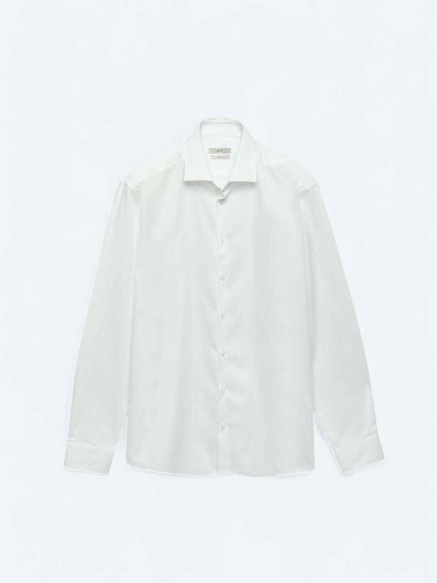 White Plain Regular Fit Long Weaving Classical 100% Cotton Shirt - 8