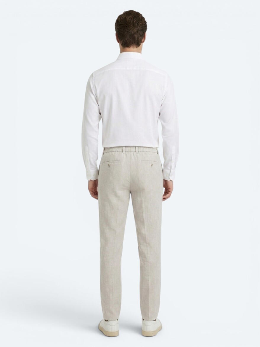 White Plain Regular Fit Long Weaving Classical Cotton Blended Shirt - 5