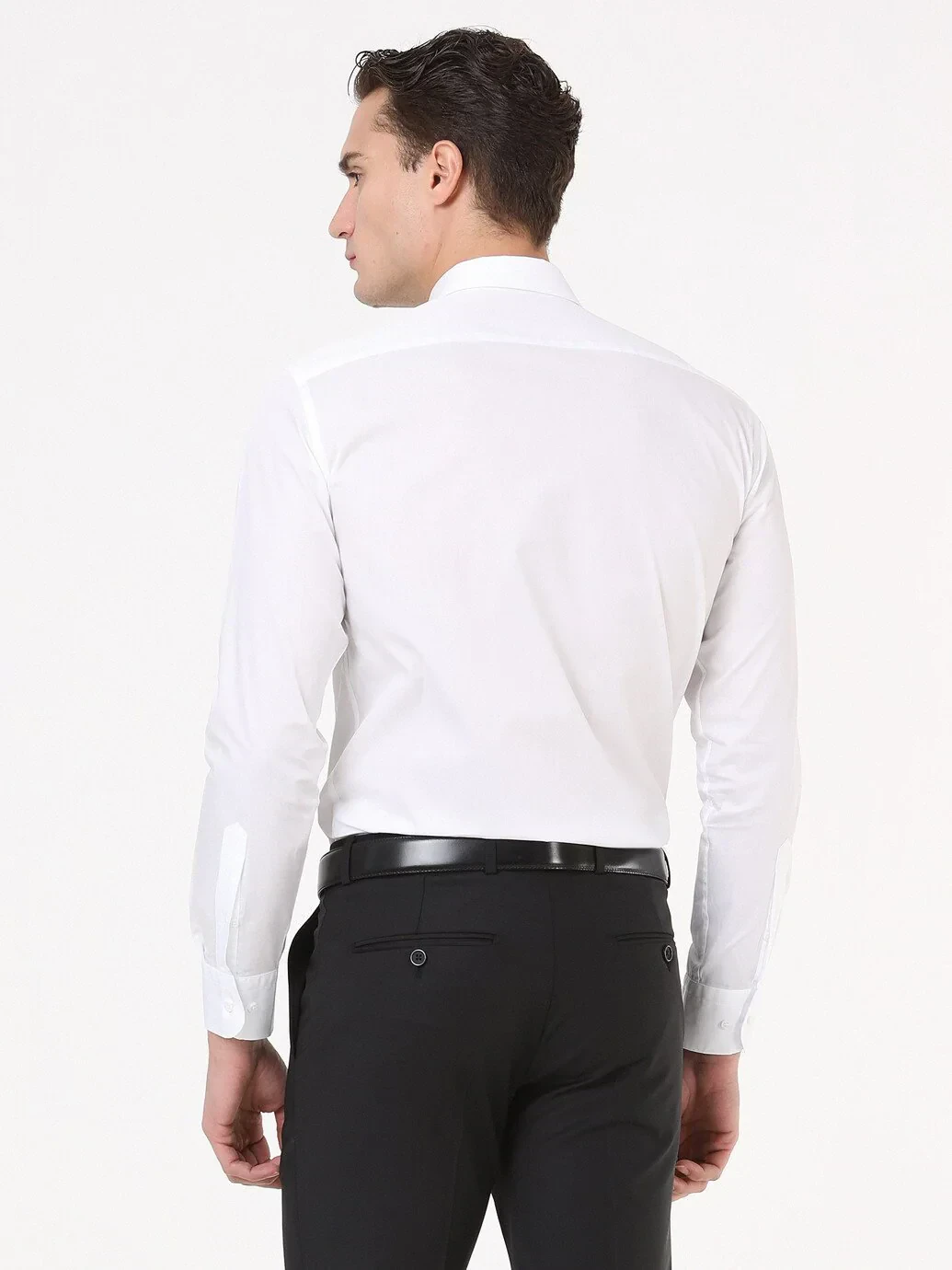 White Plain Regular Fit Weaving Casual 100% Cotton Shirt - 5