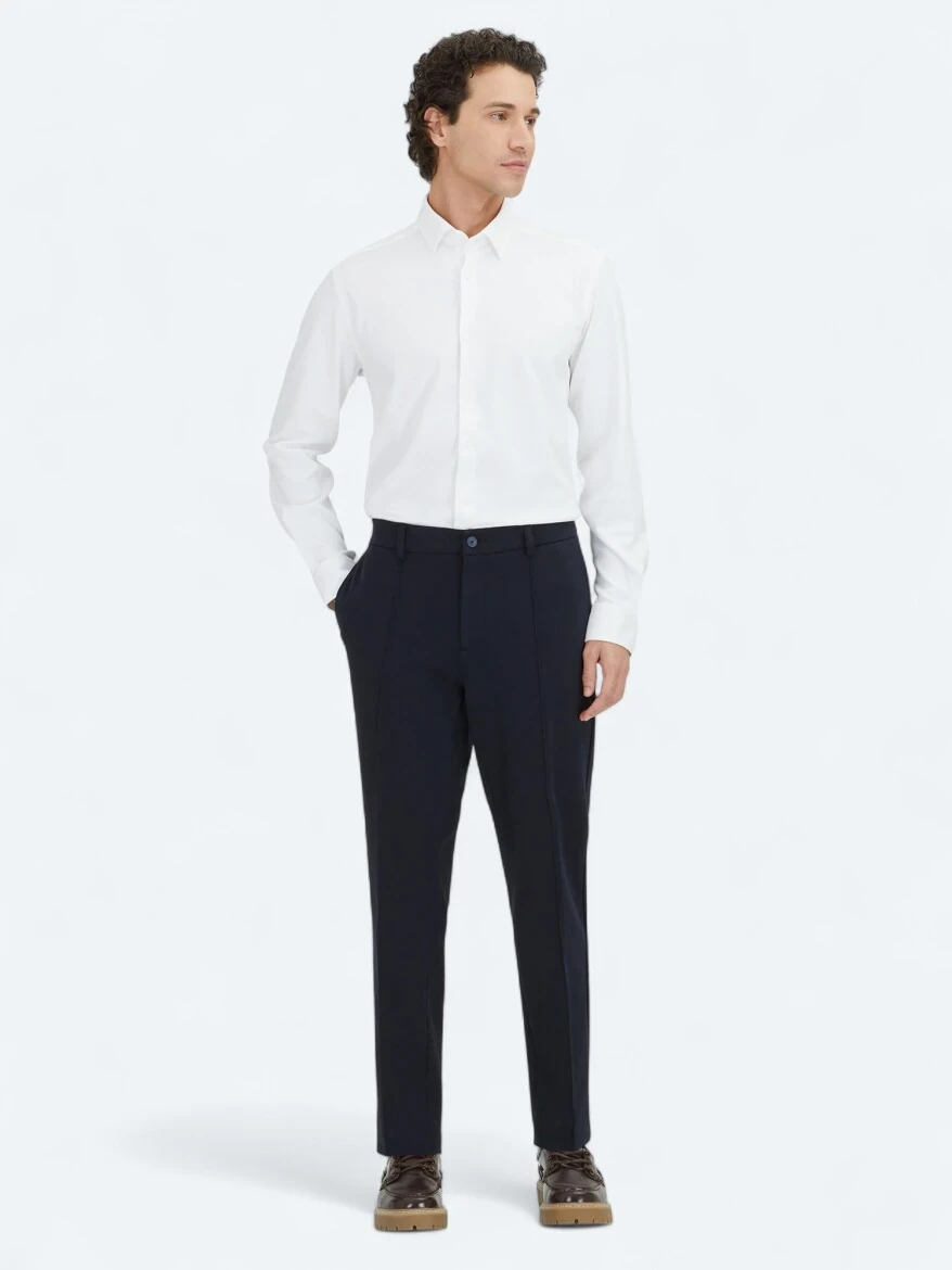 White Plain Regular Fit Weaving Casual 100% Cotton Shirt - KİP