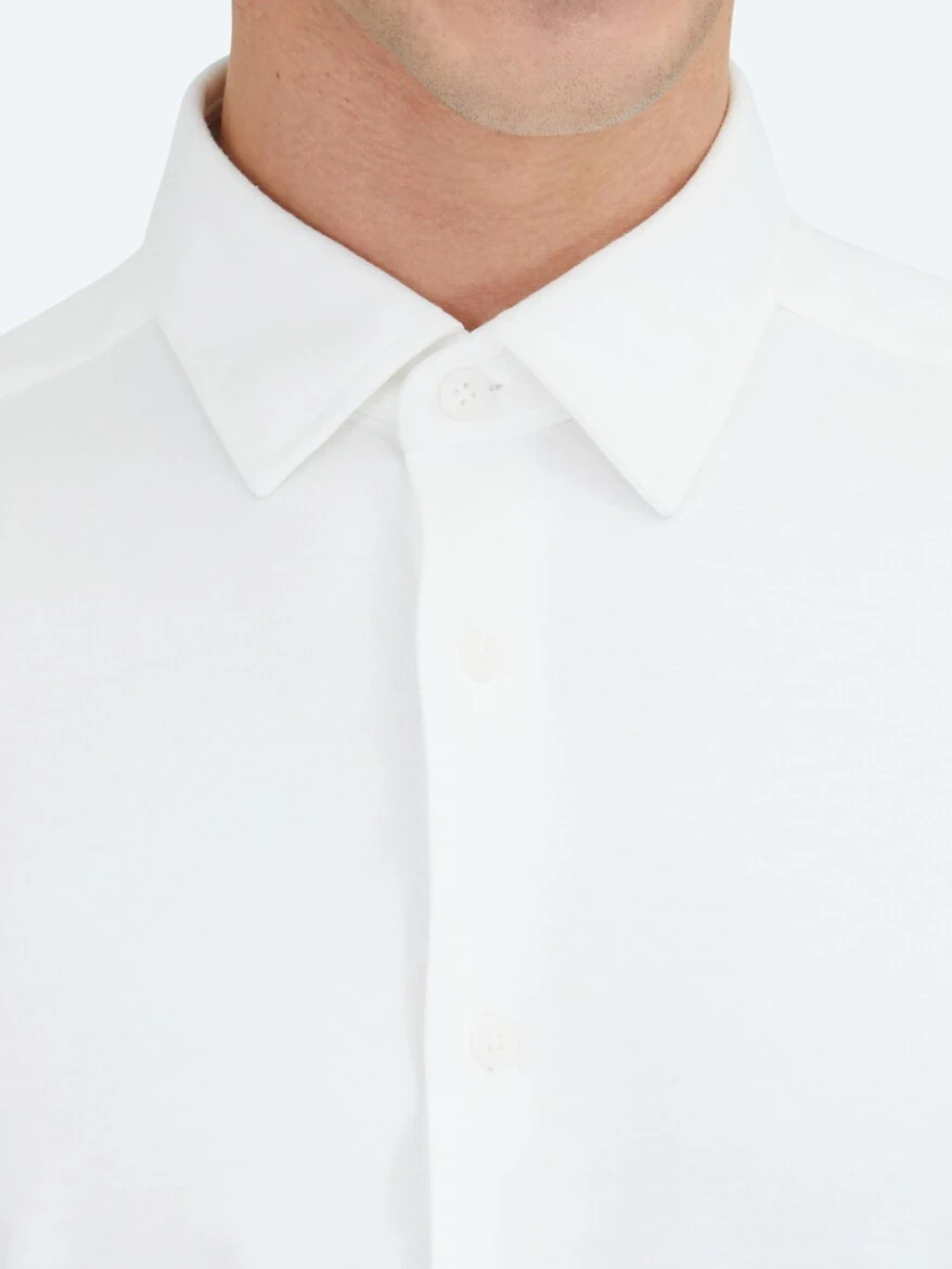 White Plain Regular Fit Weaving Casual 100% Cotton Shirt 