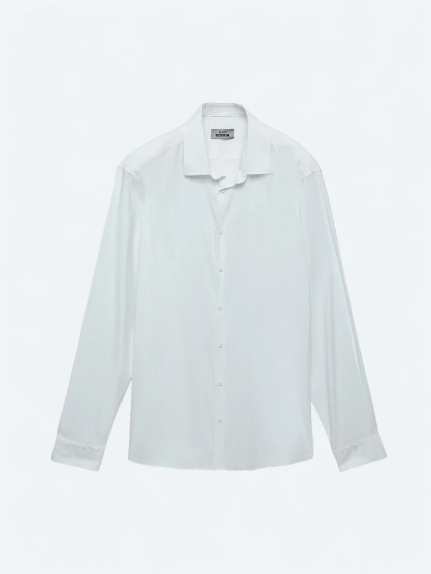 White Plain Regular Fit Weaving Casual Shirt - 7