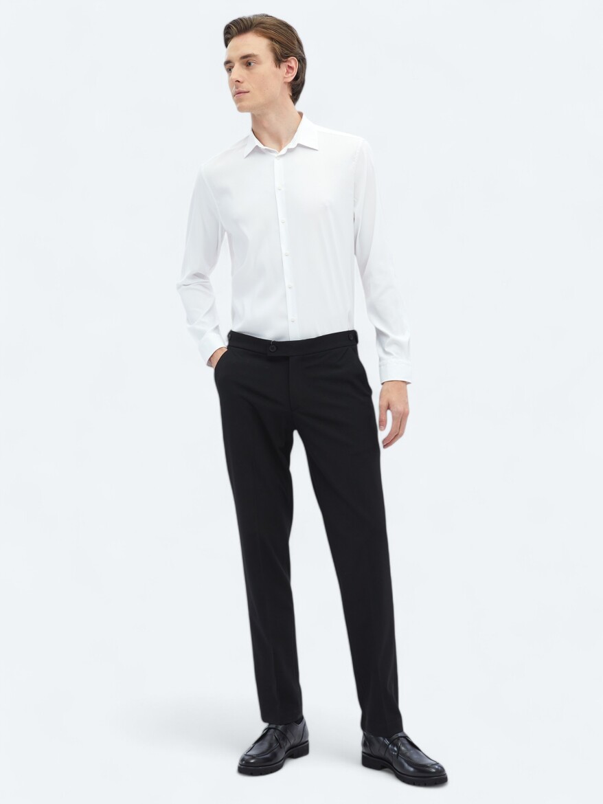 White Plain Regular Fit Weaving Casual Shirt - 2