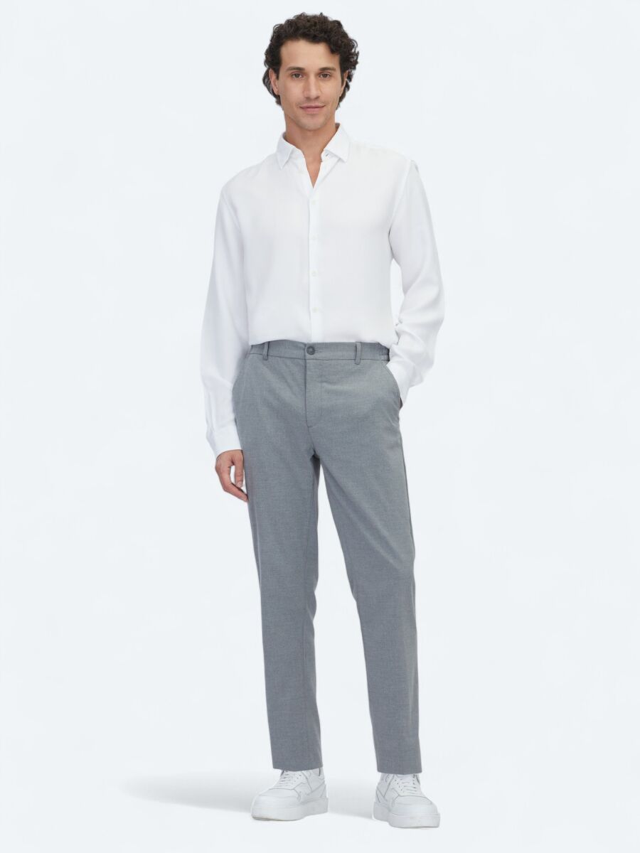 White Plain Regular Fit Weaving Casual Shirt - 2