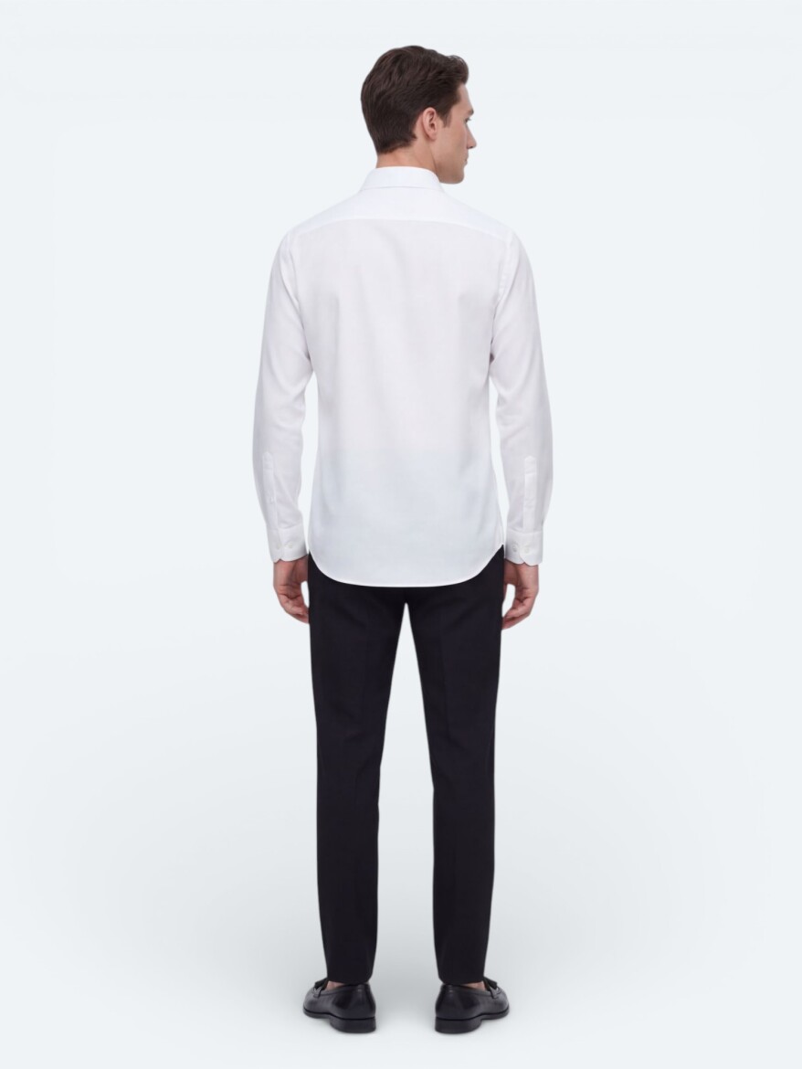 White Plain Regular Fit Weaving Casual Shirt - 5