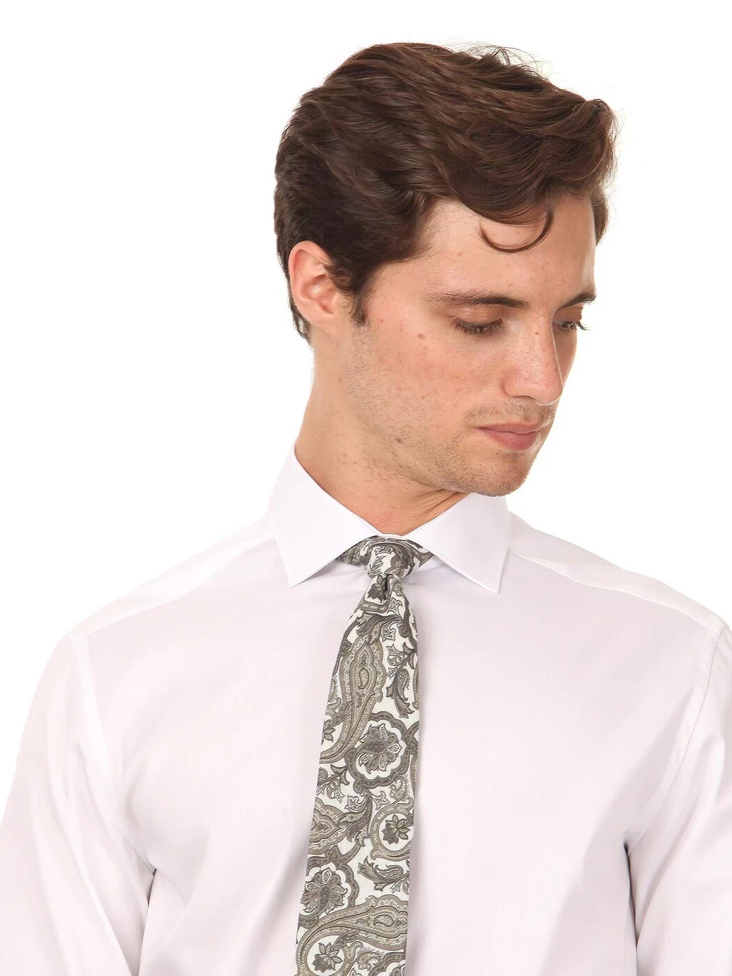 White Plain Regular Fit Weaving Classical 100% Cotton Shirt - 3