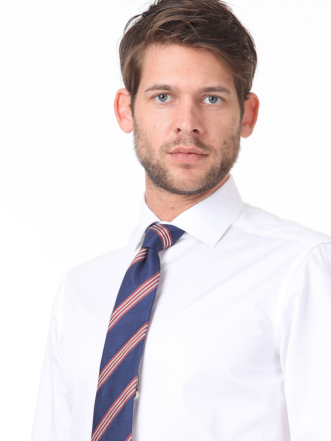 White Plain Regular Fit Weaving Classical 100% Cotton Shirt - 2