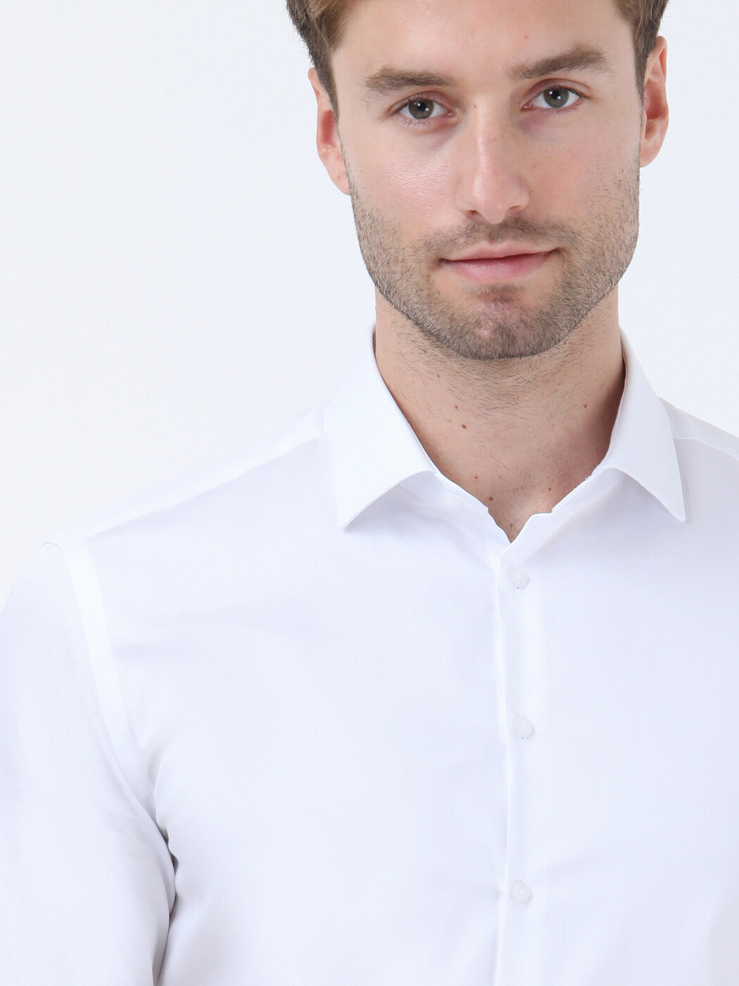 White Plain Regular Fit Weaving Classical 100% Cotton Shirt - 4
