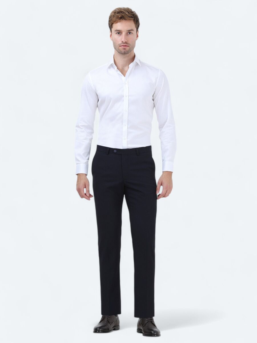 White Plain Regular Fit Weaving Classical 100% Cotton Shirt - 2