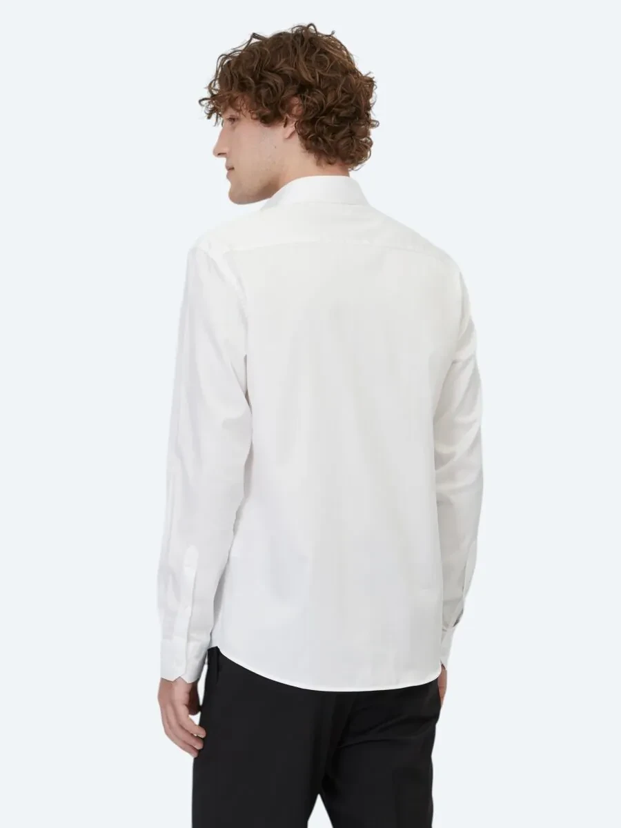 White Plain Regular Fit Weaving Classical 100% Cotton Shirt - 6