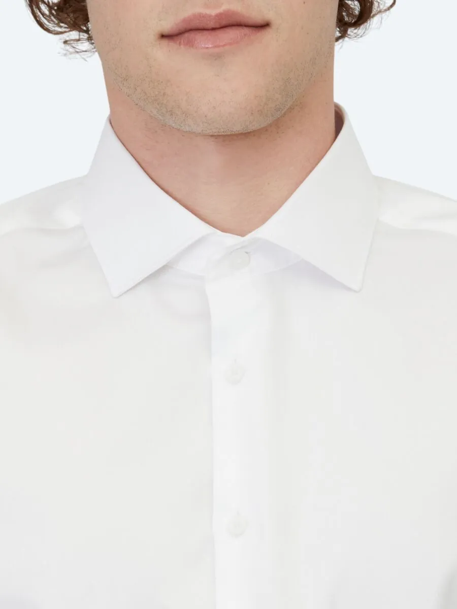 White Plain Regular Fit Weaving Classical 100% Cotton Shirt - 4