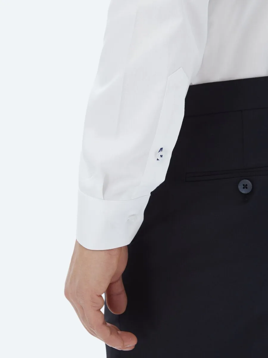 White Plain Regular Fit Weaving Classical 100% Cotton Shirt - 5