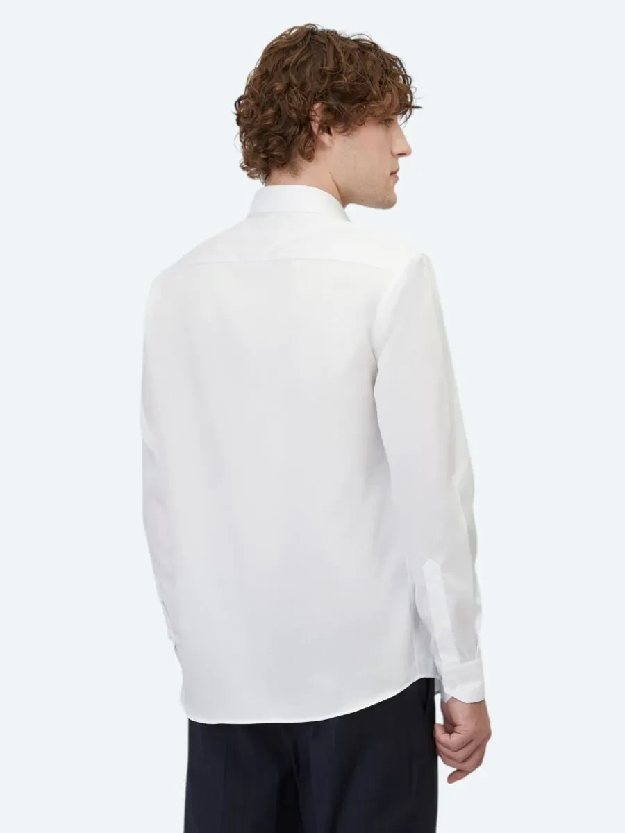 White Plain Regular Fit Weaving Classical 100% Cotton Shirt - 6