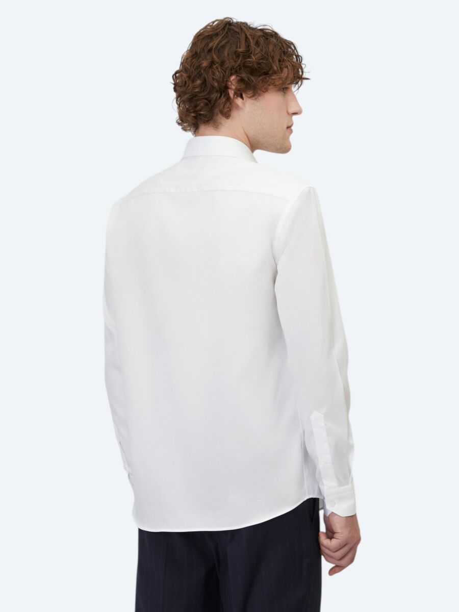 White Plain Regular Fit Weaving Classical 100% Cotton Shirt - 6