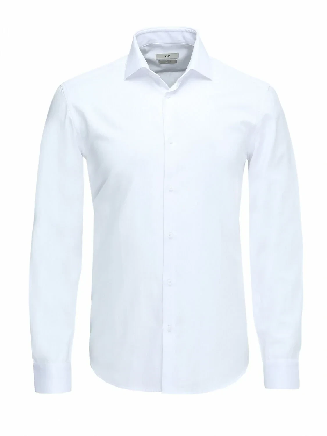 White Plain Regular Fit Weaving Classical Cotton Blended Shirt - 1