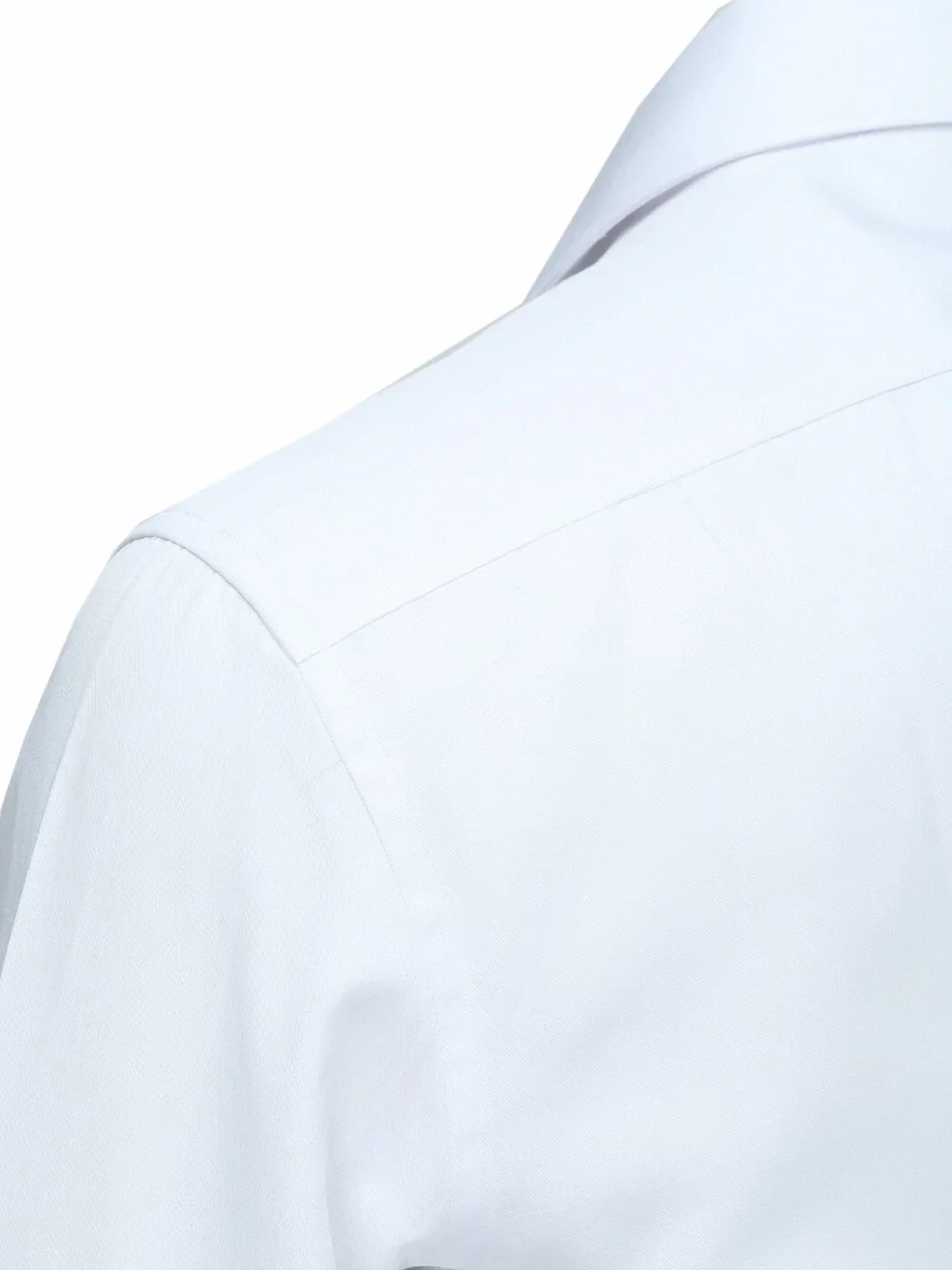 White Plain Regular Fit Weaving Classical Cotton Blended Shirt - 3
