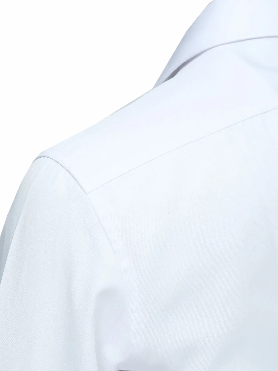 White Plain Regular Fit Weaving Classical Cotton Blended Shirt - 3