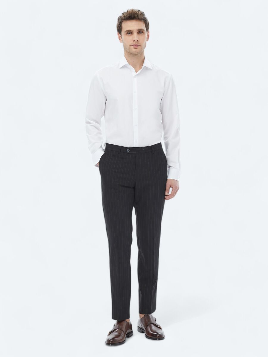 White Plain Regular Fit Weaving Classical Cotton Blended Shirt - 6