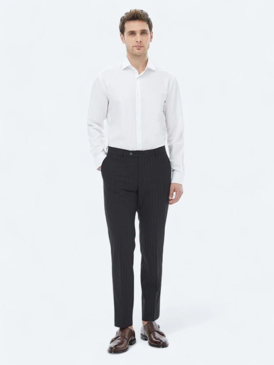 White Plain Regular Fit Weaving Classical Cotton Blended Shirt - 5