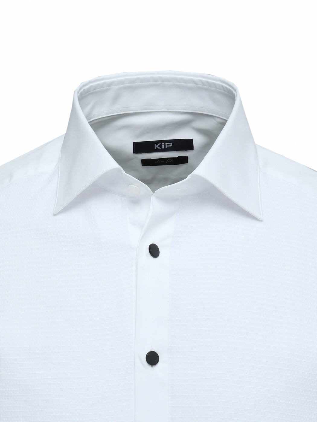 White Plain Slim Fit Double Cuff Classic Collar Tuxedo Shirts - 2