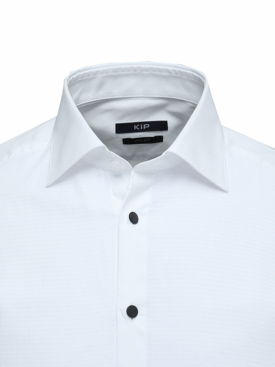 White Plain Slim Fit Double Cuff Classic Collar Tuxedo Shirts - 2