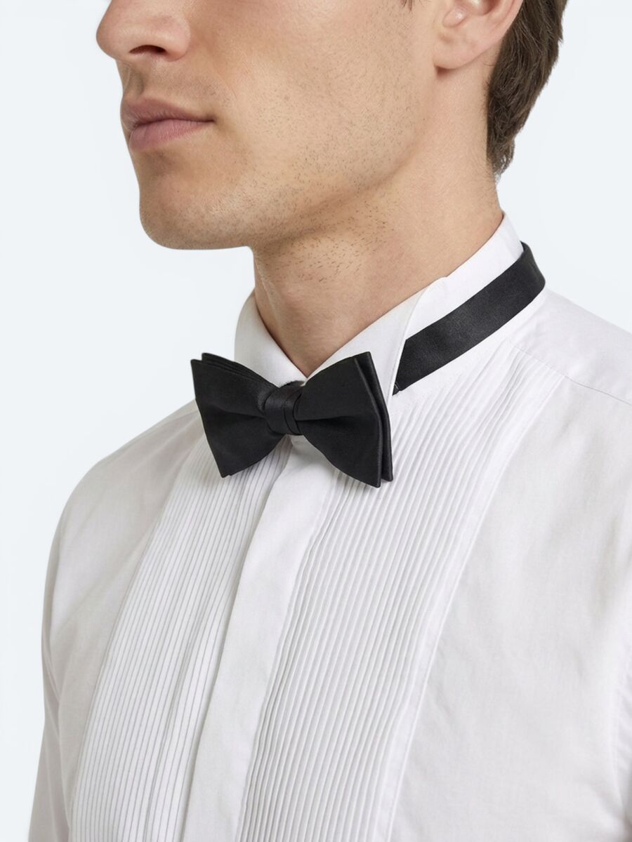 White Plain Slim Fit Double Cuff Tuxedo Shirts - 3