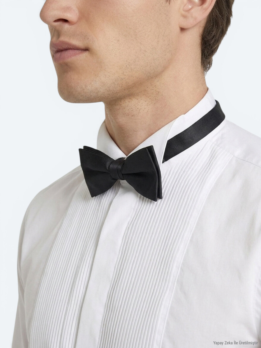 White Plain Slim Fit Double Cuff Tuxedo Shirts - 3