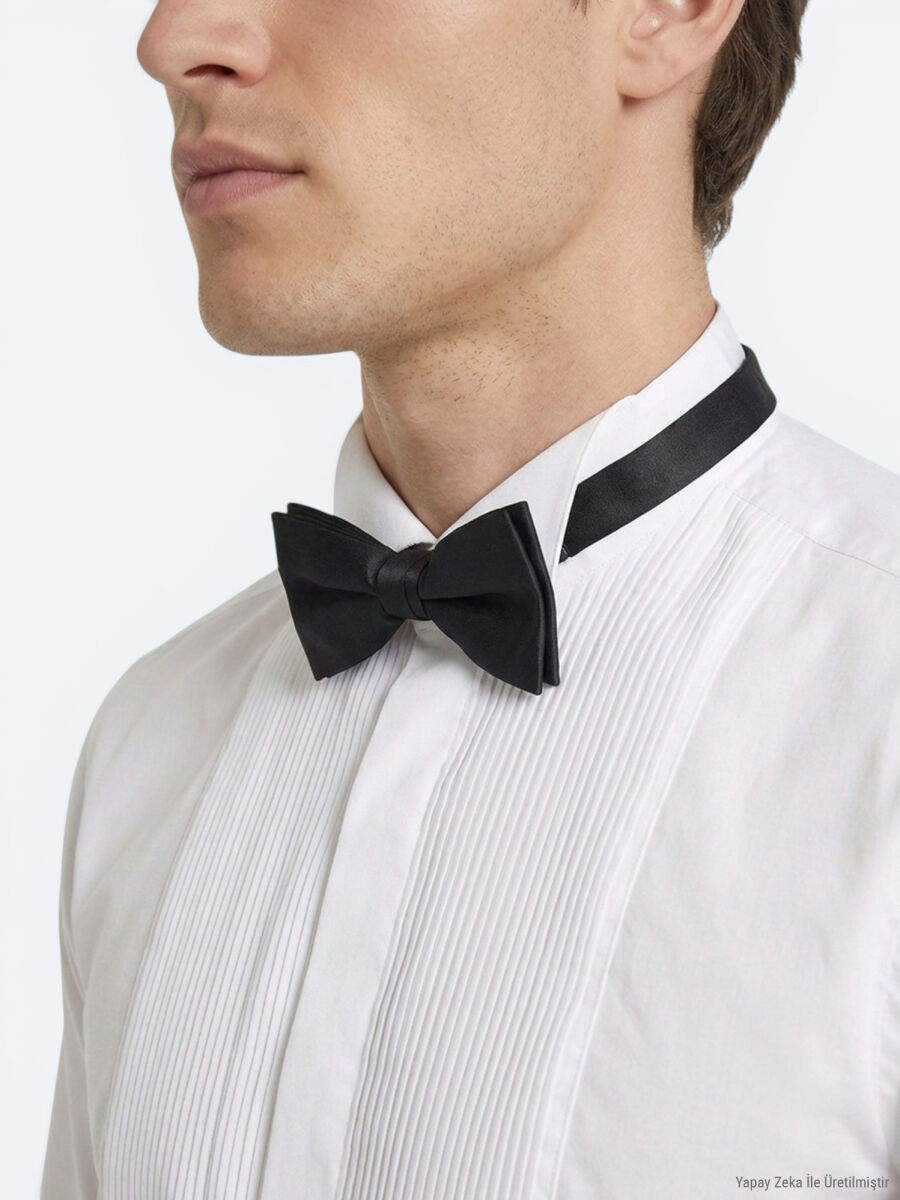White Plain Slim Fit Double Cuff Tuxedo Shirts - 3