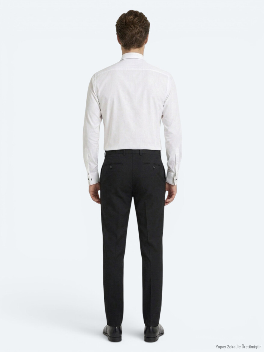 White Plain Slim Fit Double Cuff Tuxedo Shirts - 5