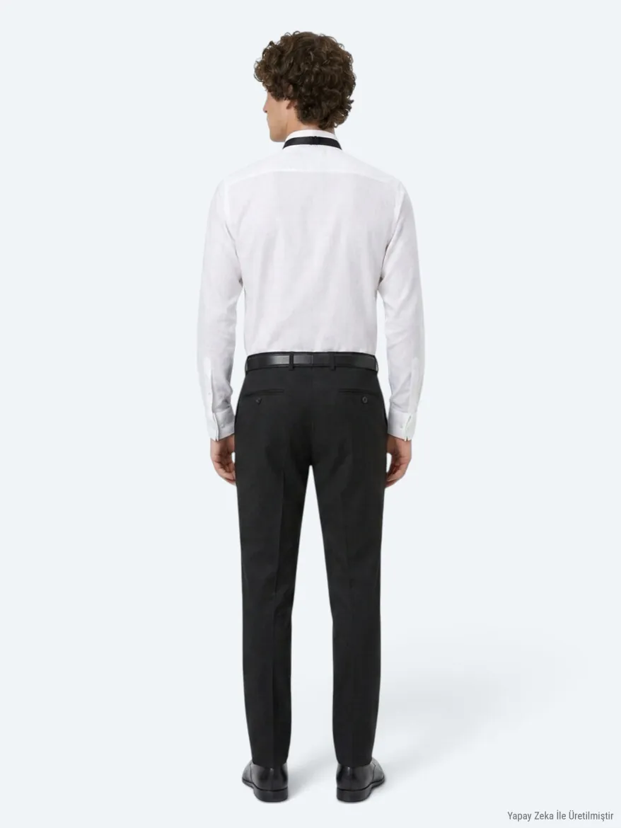 White Plain Slim Fit Double Cuff Tuxedo Shirts - 6